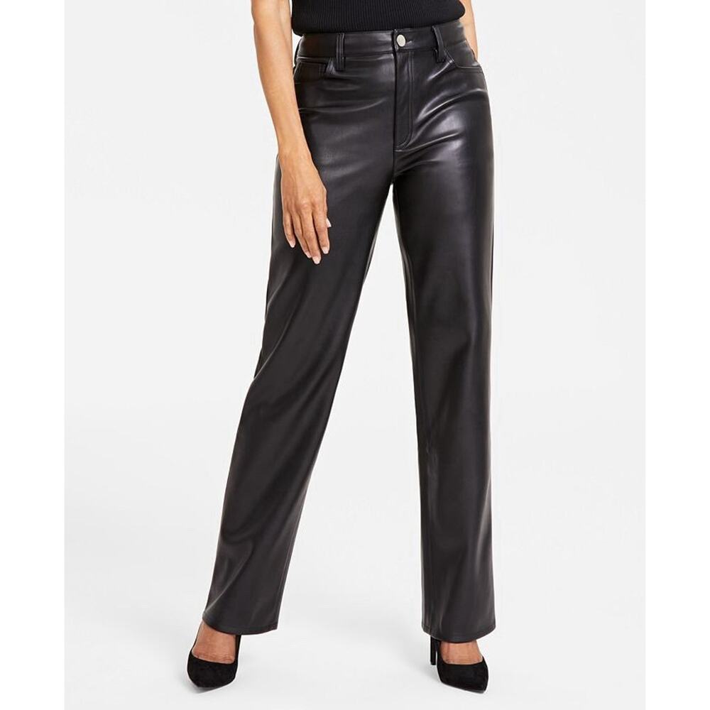 Zara Sleek Black Leather Flare Trousers